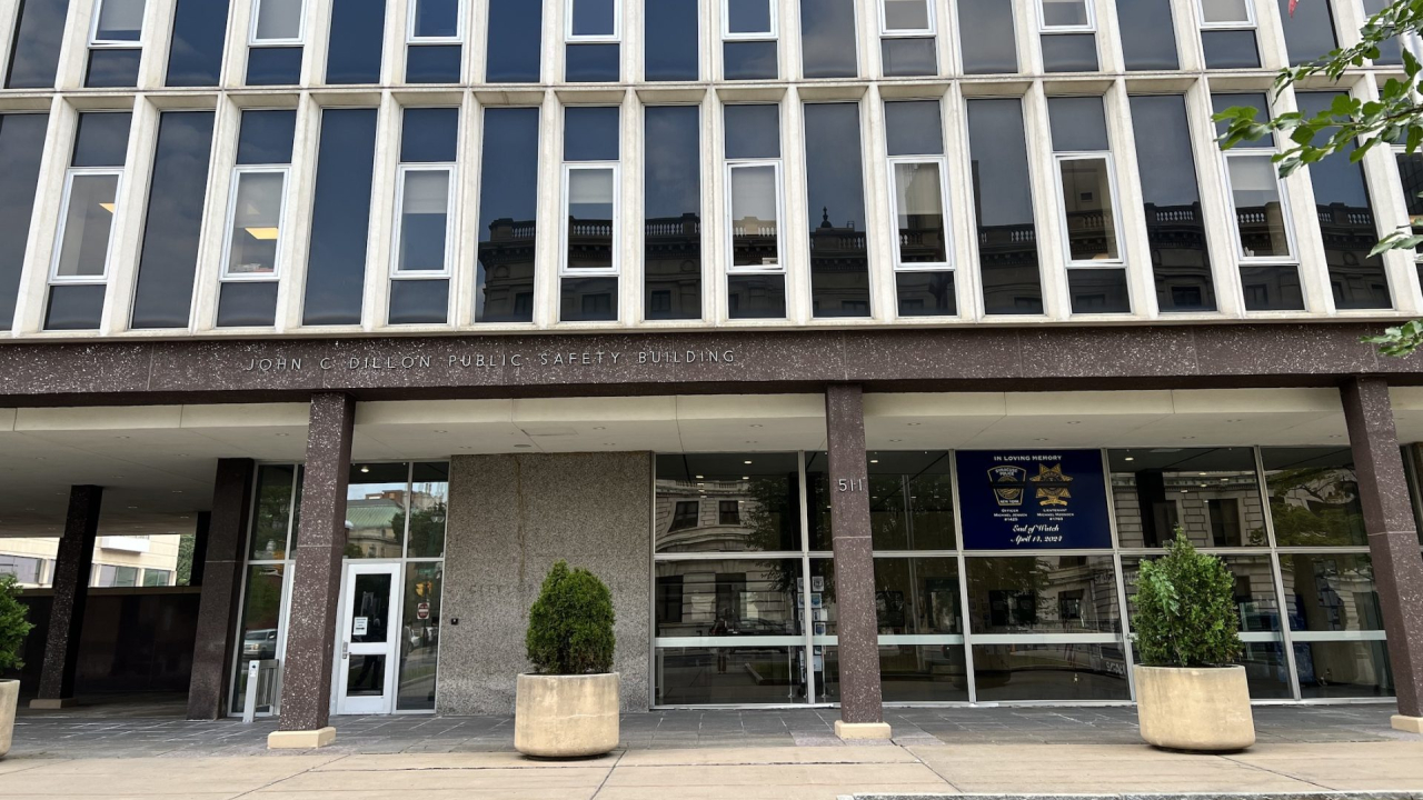 The John C. Dillion Public Safety Building in downtown Syracuse.